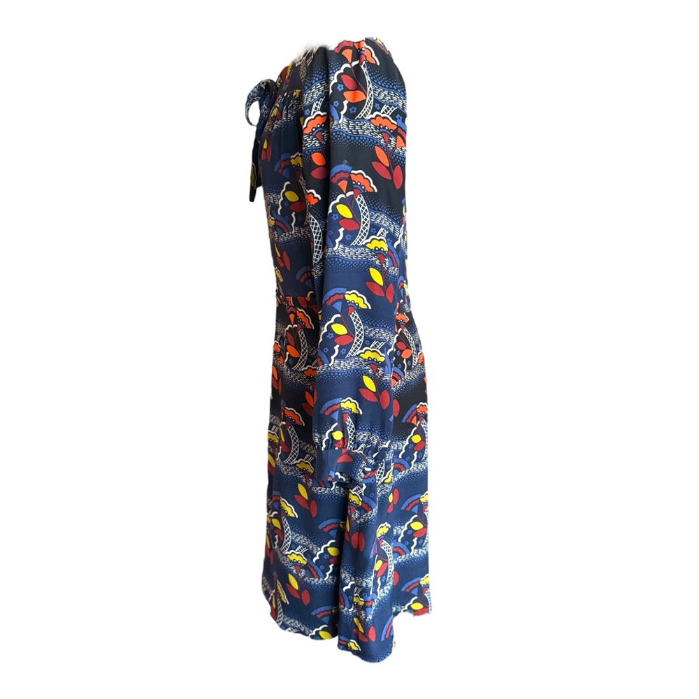 NWOT Boden Blue Vintage Midi Dress with Bishop Sleeves/ Bow Detail - Picture 4 of 10